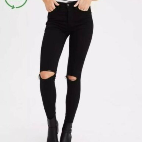 American Eagle Outfitters Denim - American Eagle Super Hi-Rise Jegging Black Slash 8